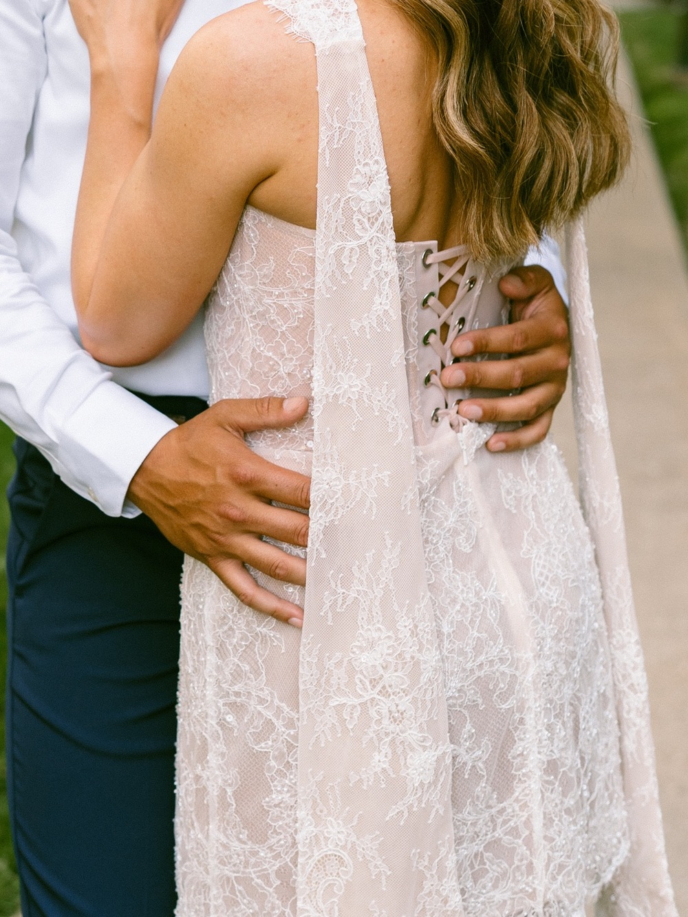 Lace Embellished Ivory Wedding Mini Dress - Picture 4 of 9